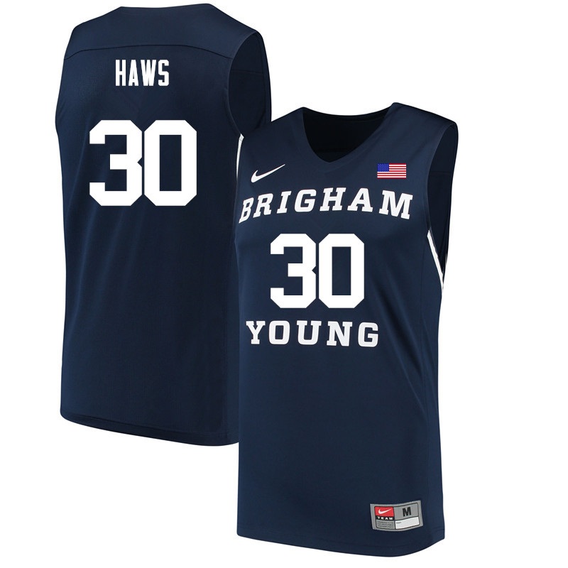 Men #30 TJ Haws BYU Cougars College Basketball Jerseys Sale-Navy - Click Image to Close